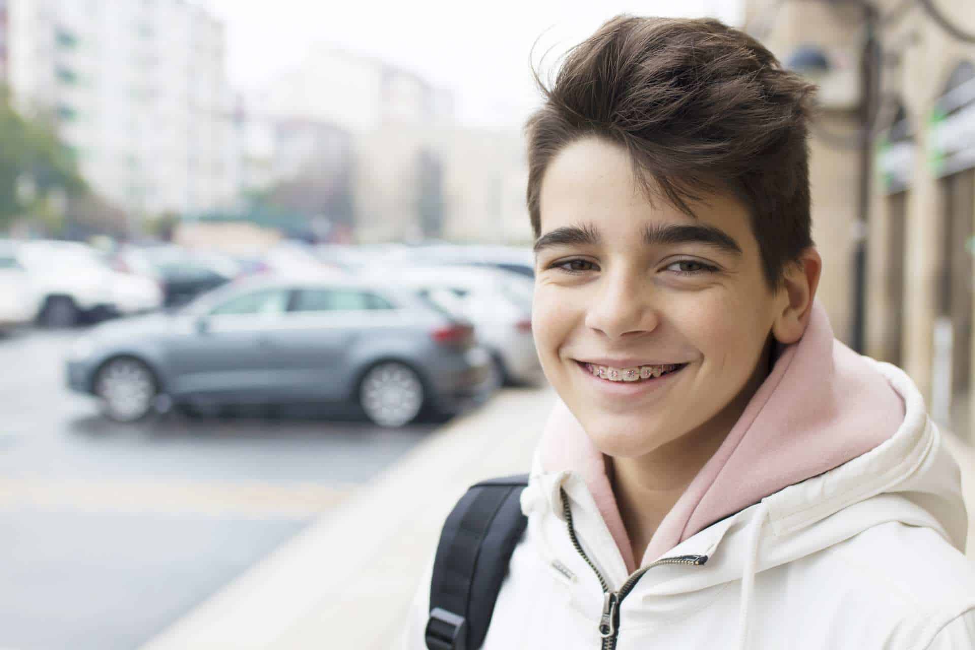 Boy smiling with braces